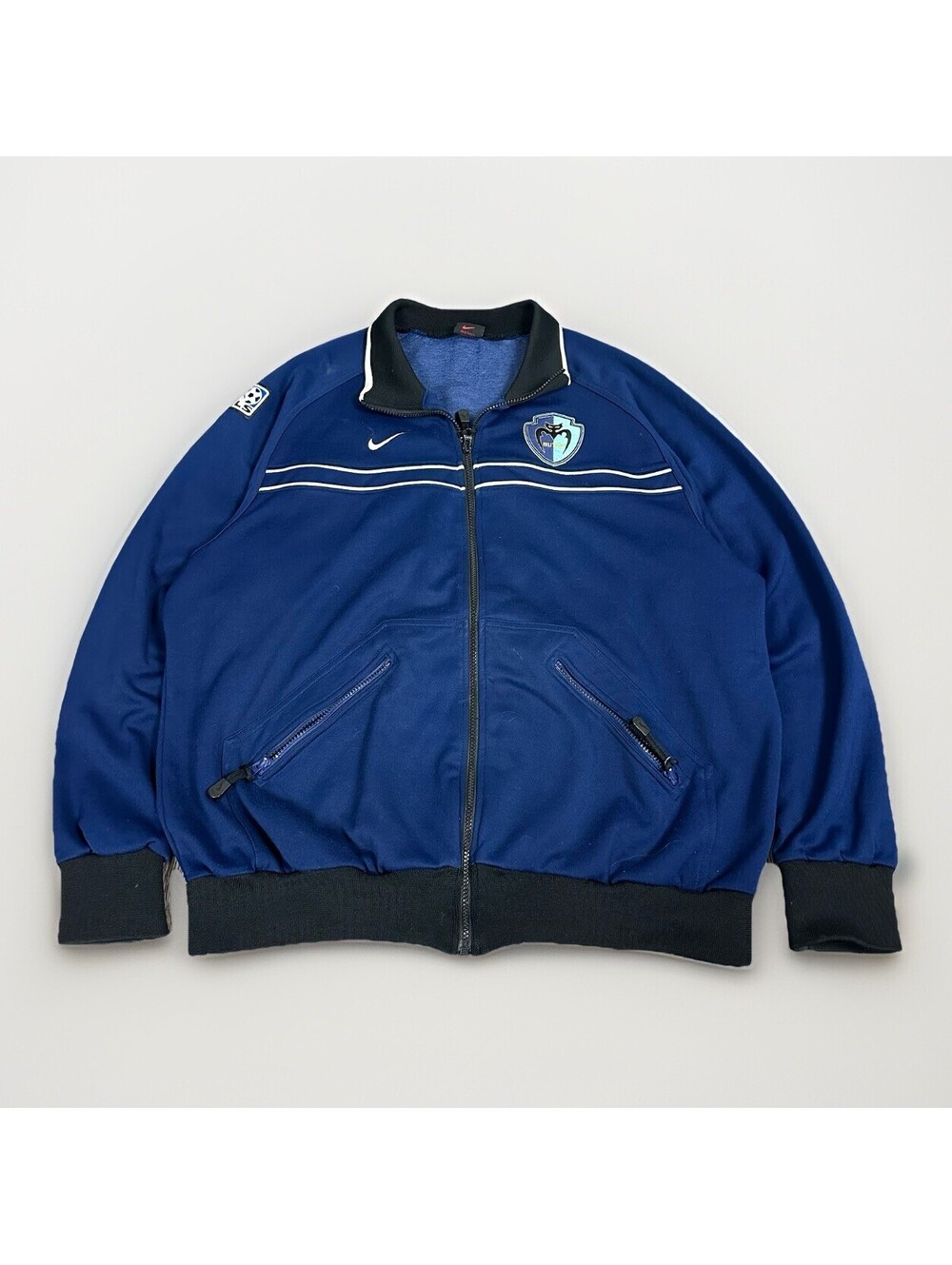 VTG Nike Tampa Bay Mutiny 1996 MLS Inaugural Year Soccer Zipup Jacket Navy RARE